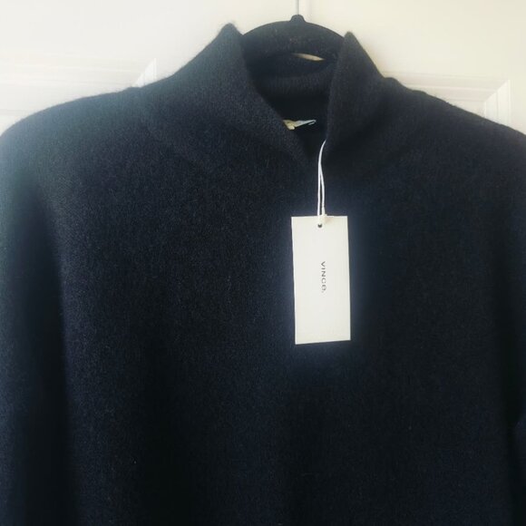 New Vince Boiled Cashmere Funnel Neck Pullover in Black - Picture 5 of 5
